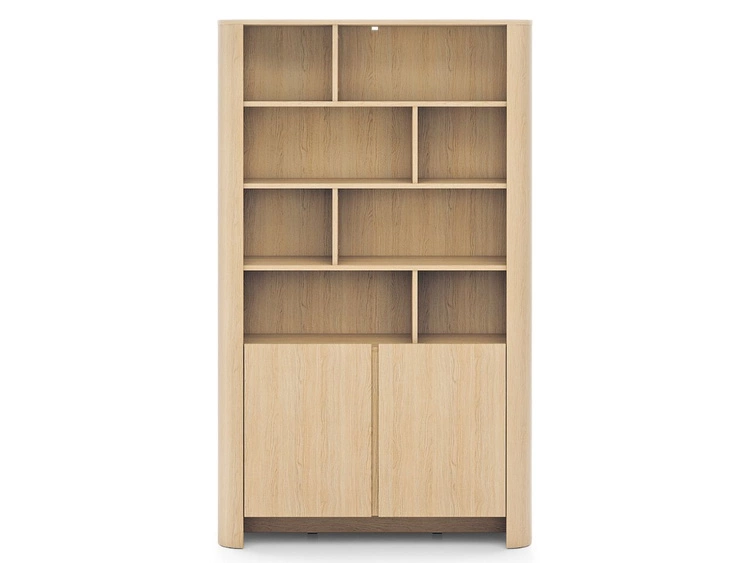 Bücherregal mit Türen und einer goldenen Zierleiste Brillo Vicenza-Eiche