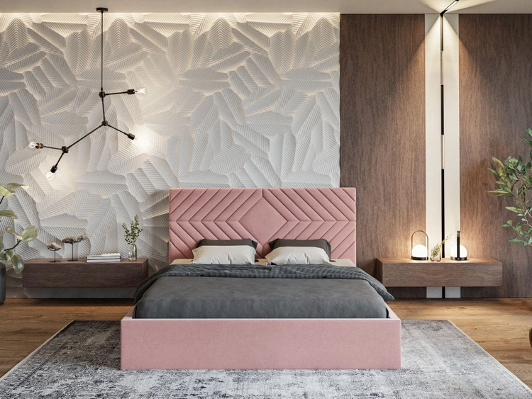 Polsterbett mit Bettkasten und Lattenrost 120x200 Loris Rosa