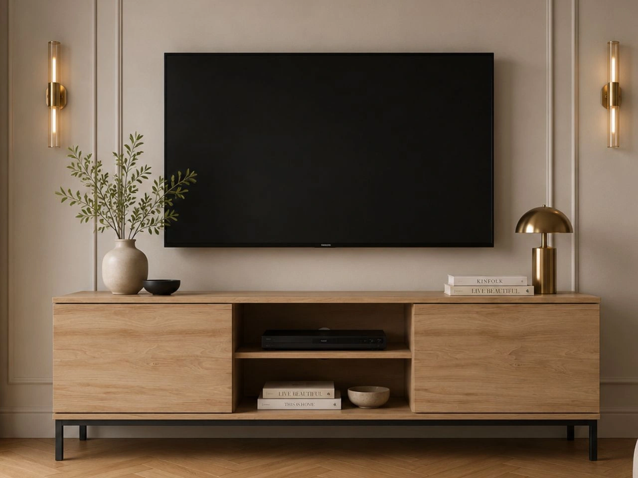 TV-Lowboard mit Türen 150 cm Soroko Hickory