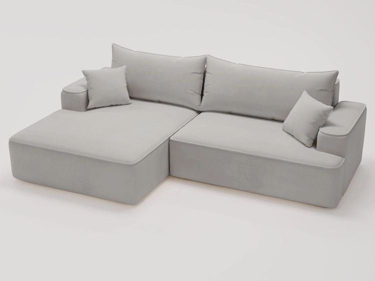 Ecksofa L-Form Links mit Schlaffunktion und Bettkasten California Hellgrau