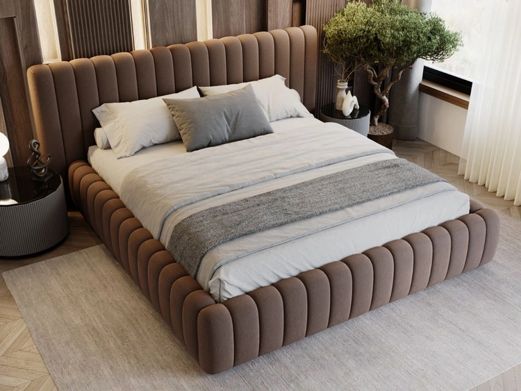 Polsterbett mit Bettkasten und Lattenrost 200x200 Bliss Braun