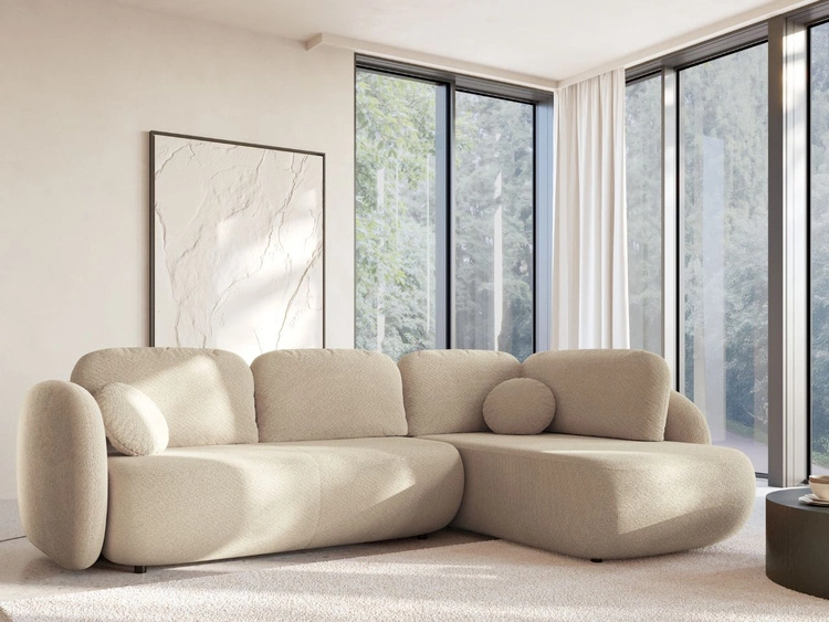 Ecksofa mit Schlaffunktion und Bettkasten Links Carino Beige