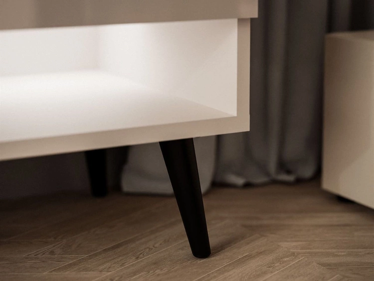 TV-Schrank 90 cm mit LED-Beleuchtung und schwarzen Beinen Aurelie Kaschmir Hochglanz
