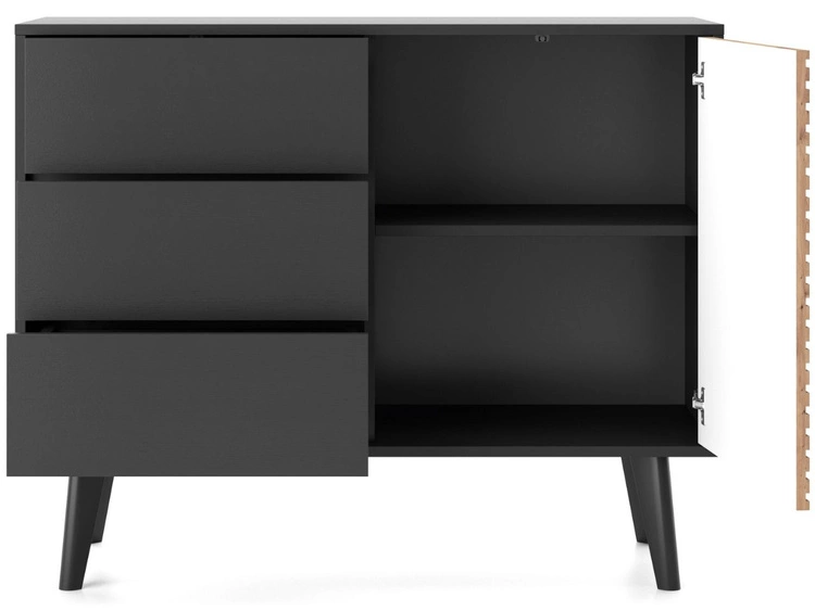 Kommode mit Türe und Schubladen Astro Schwarz, Artisan Eiche