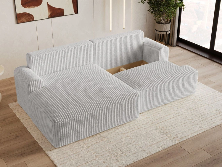 Ecksofa L-Form mit Schlaffunktion und Bettkasten Serene Links Grau