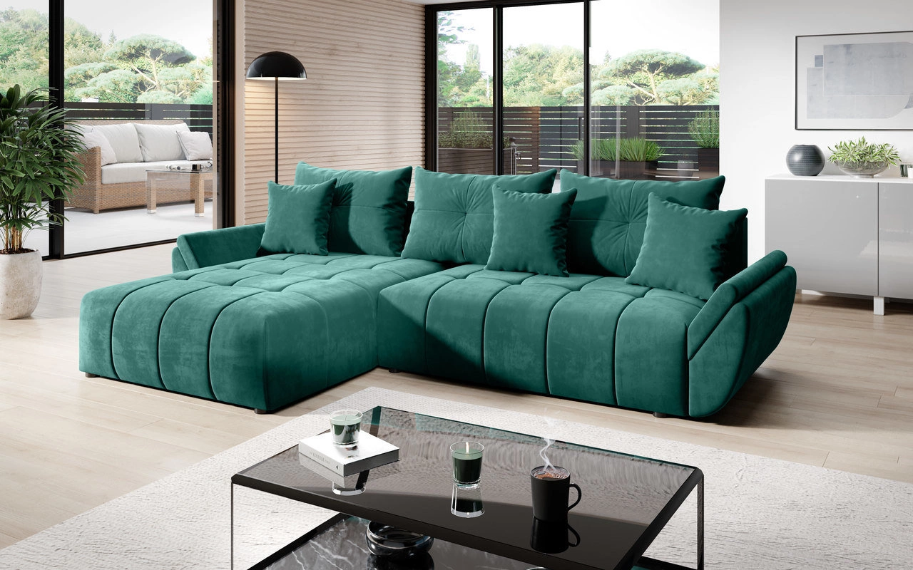 Eckcouch Schlafsofa L Decor - Grün