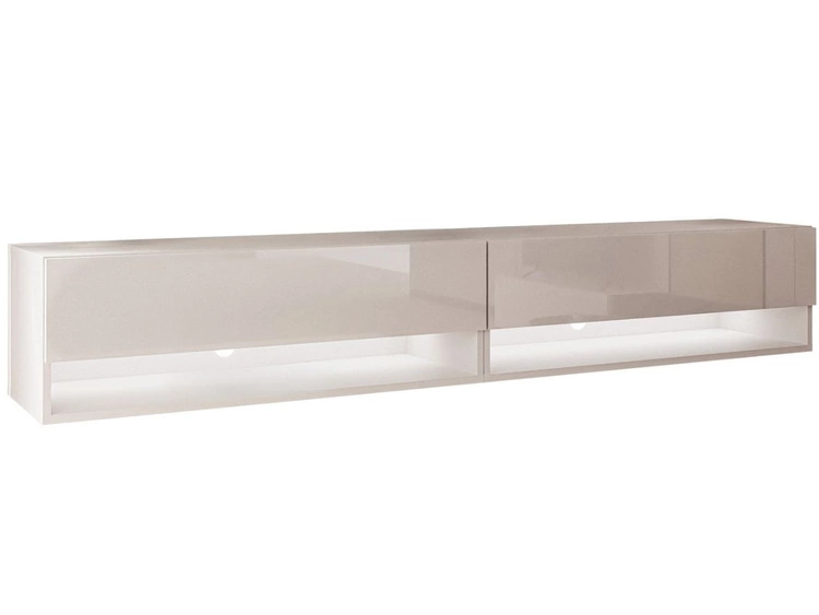 Hänge TV-Schrank 180 cm für Wohnzimmer mit LED-Beleuchtung Aurelie Kaschmir Hochglanz