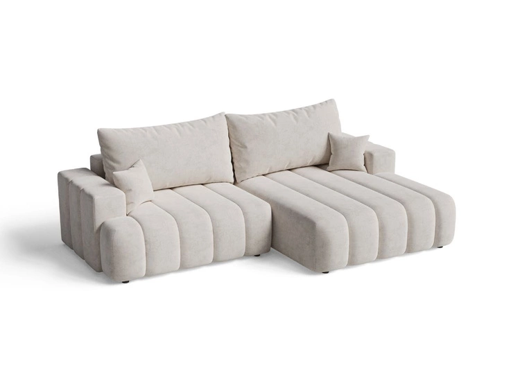 Ecksofa L-Form Rechts mit Schlaffunktion und Bettkasten Caleo Beige