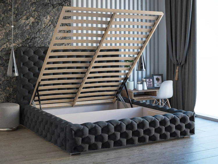 Polsterbett mit Bettkasten und Lattenrost 140x200 Heaven Anthrazit