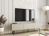 TV-Lowboard mit Türen 175 cm Diolo Beige mit geriffelter Vorderseite auf schwarzen Beinen