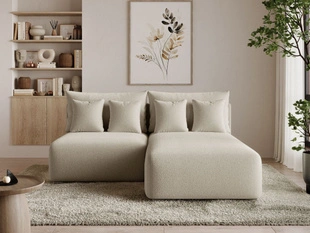 Ecksofa L-Form Rechts mit Schlaffunktion und Bettkasten Ronni Beige