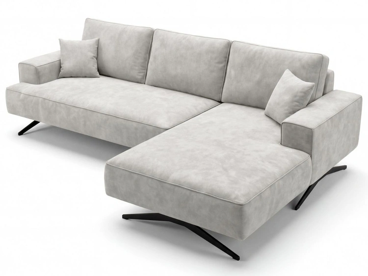 Ecksofa L-Form auf Metallbeinen Leto Rechts Grau