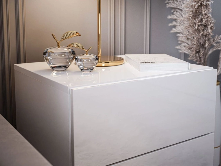 Nachttisch mit zwei Schubladen Nuveo Lux Weiß Hochglanz
