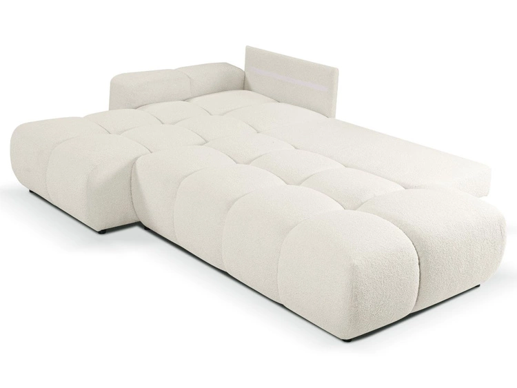 Ecksofa L-Form Links mit Schlaffunktion und Bettkasten Sile L Creme