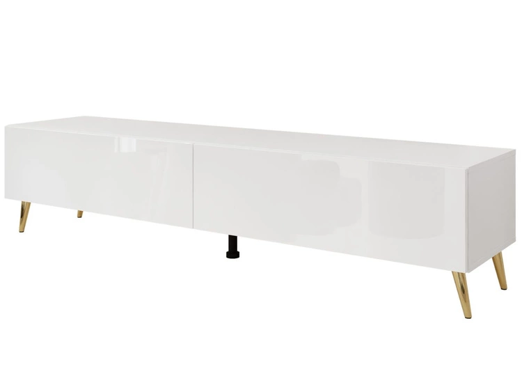 TV-Lowboard mit Türen auf Goldenen Metallbeinen 175 cm Sorelle Weiß Hochglanz