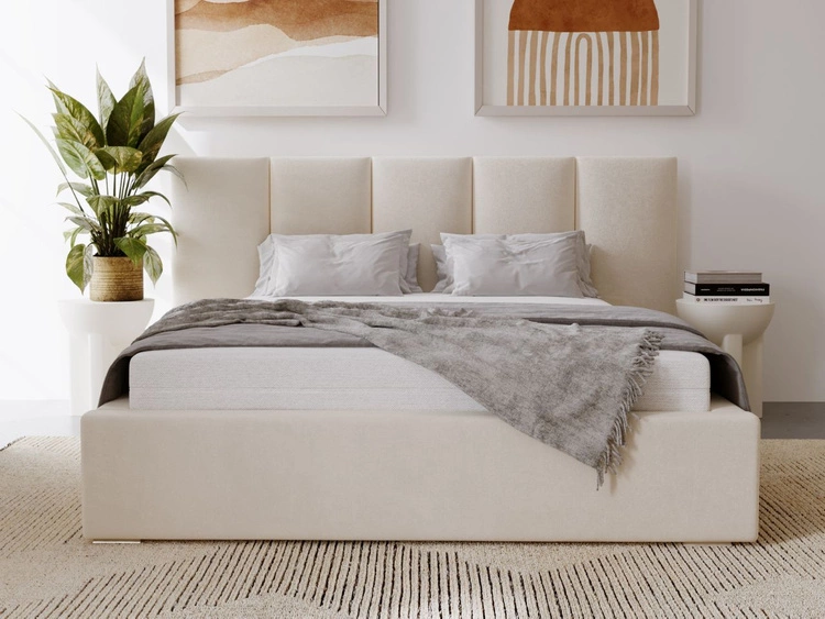 Polsterbett mit Bettkasten und Lattenrost 160x200 Lizbona  Beige