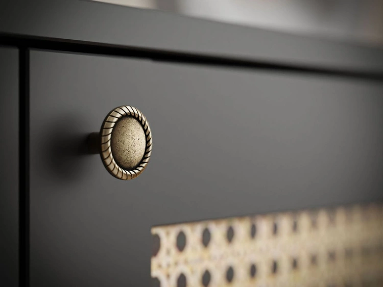 TV-Lowboard Boho mit zwei Türen auf Metallfüßen Bellance schwarz