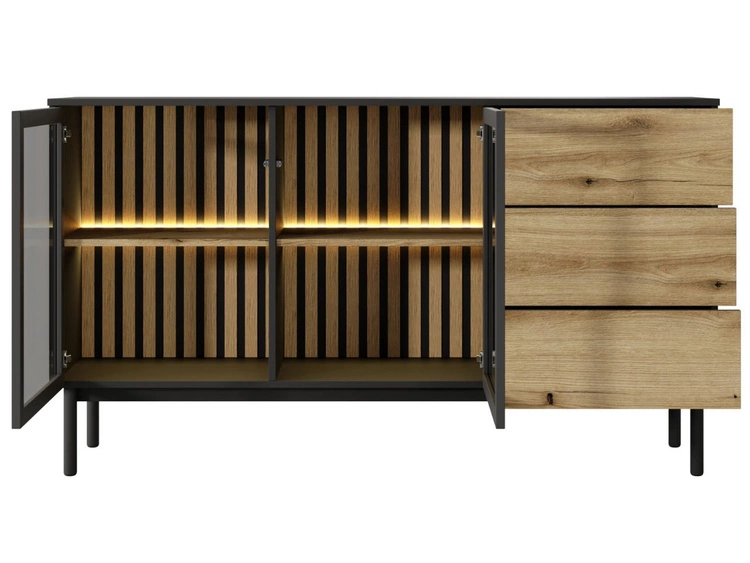 Kommode mit Türen und Schubladen 150 Loara Eich Evoke, Schwarz