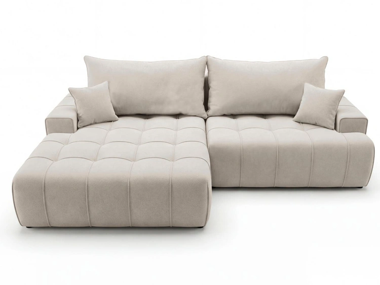 Ecksofa L-Form mit Schlaffunktion und Bettkasten Tulio Links Beige