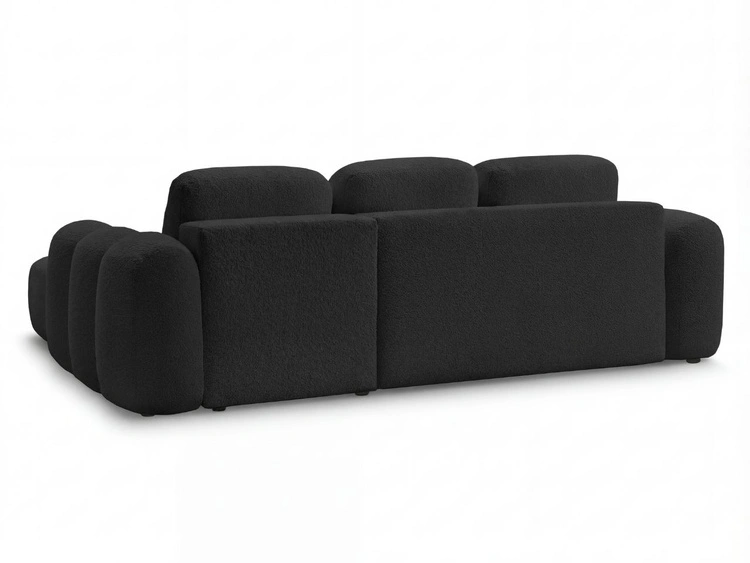 Ecksofa L-Form mit Schlaffunktion und Bettkasten Avelin Rechts Schwarz