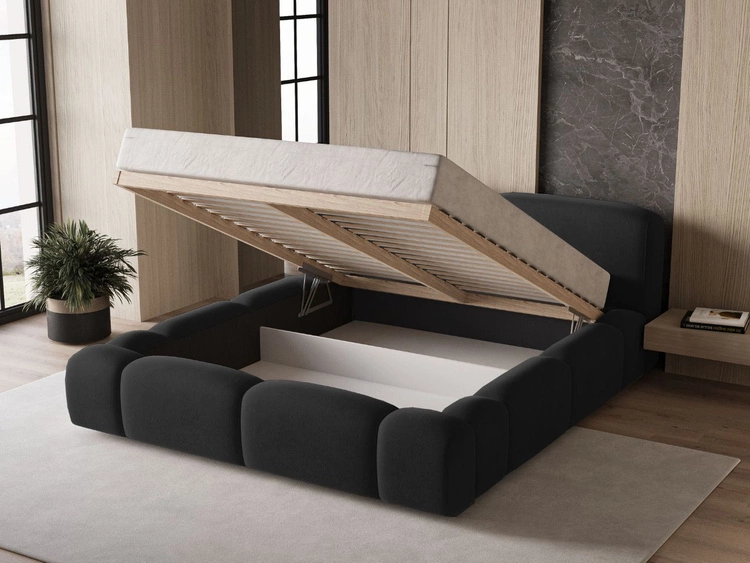 Polsterbett mit Bettkasten und Lattenrost 120x200 Aubi Schwarz