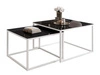 Couchtisch auf weißem Gestell mit Glasplatte Asumi Schwarz 39x45