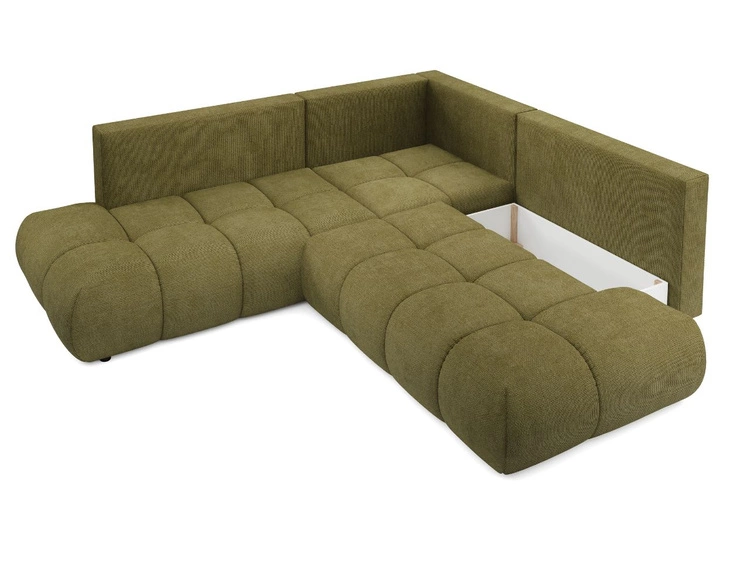 Ecksofa mit Schlaffunktion und Bettkasten Links Kair Grün