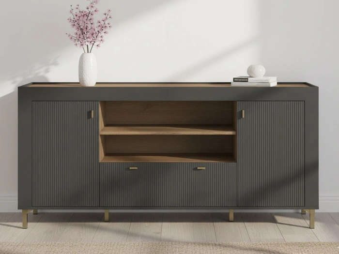 Kommode mit Türen und Schublade Messina Schwarz