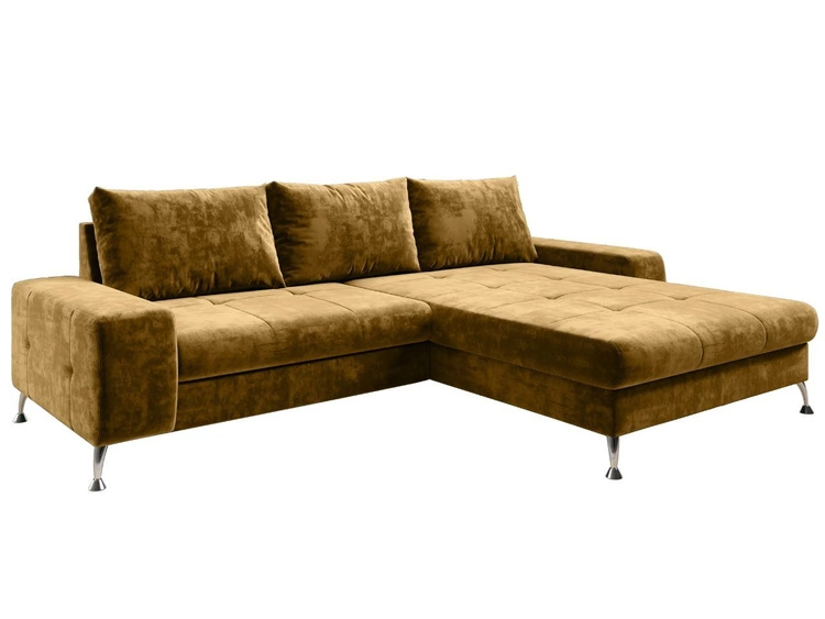 Ecksofa L-Form Rechts mit Schlaffunktion und Bettkasten Tonny Gelb