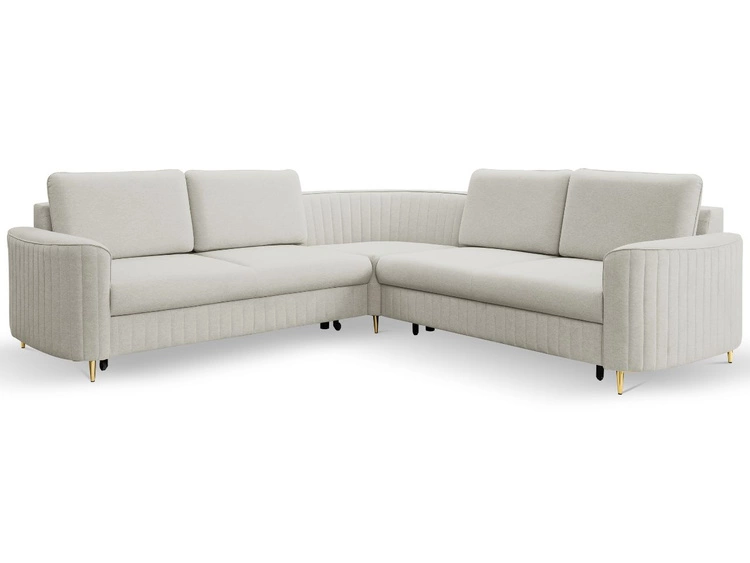 Ecksofa L-Form Links mit Schlaffunktion und Bettkasten Limon Hellgrau