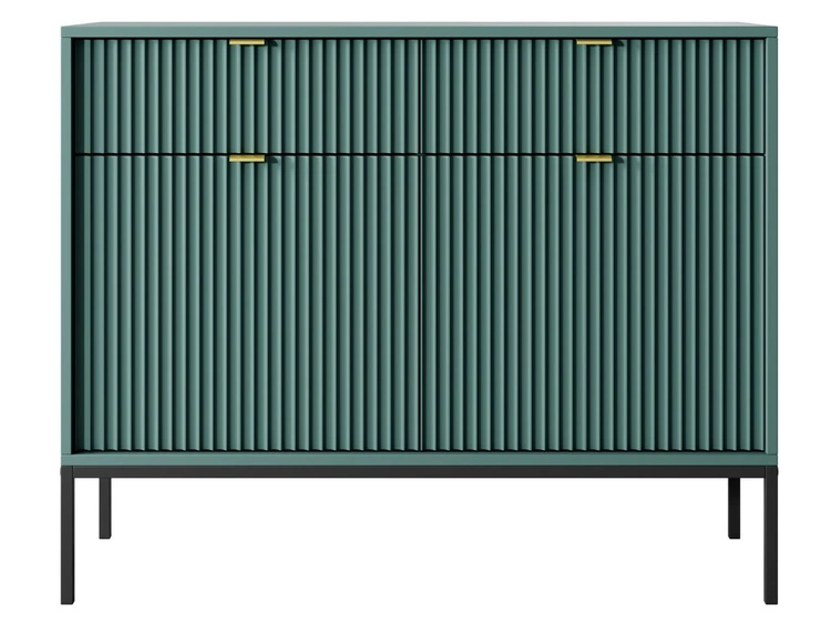 Kommode mit Türen und Schubladen Amber Grün, Schwarz Frame