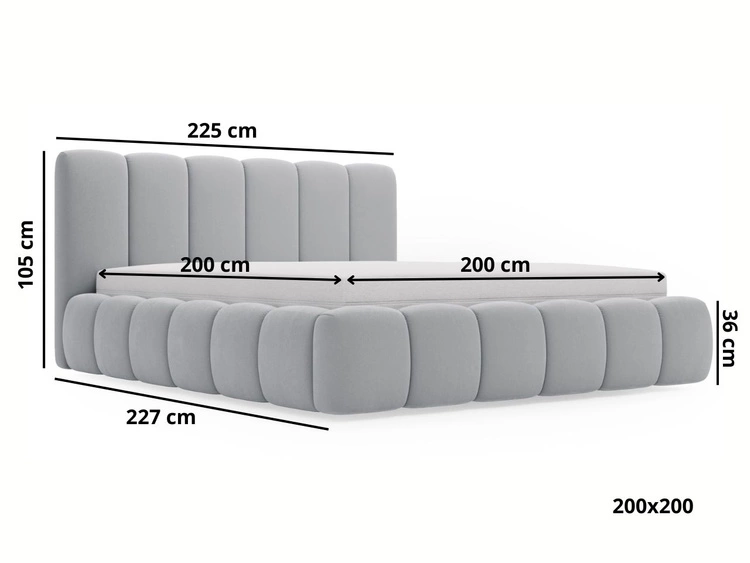 Polsterbett Ohne Bettkasten mit Lattenrost 200x200 Cloud Braun