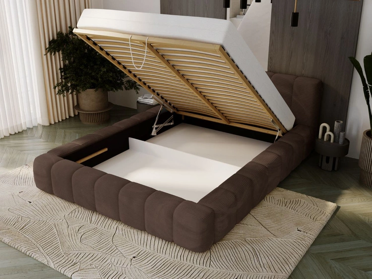 Polsterbett mit Bettkasten und Lattenrost 160x200 Ibiza Braun