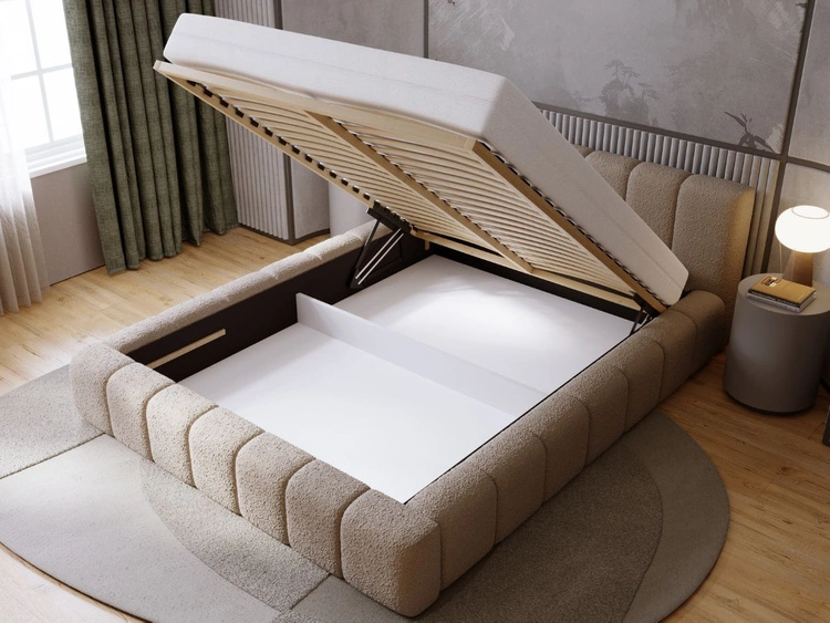 Polsterbett mit Bettkasten und Lattenrost 120x200 Orio Braun