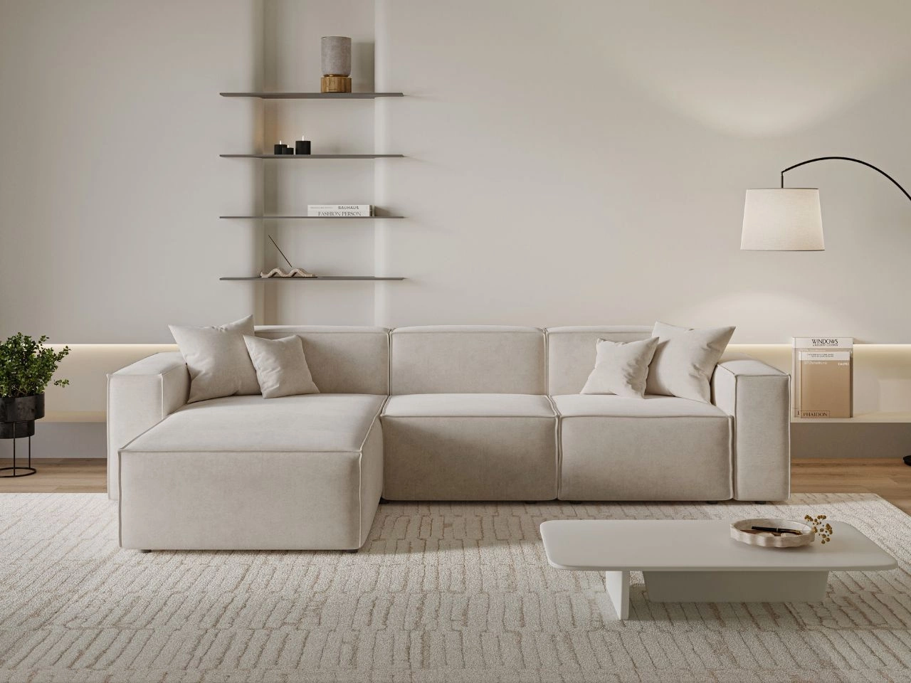Ecksofa L-Form Links Arizona Beige