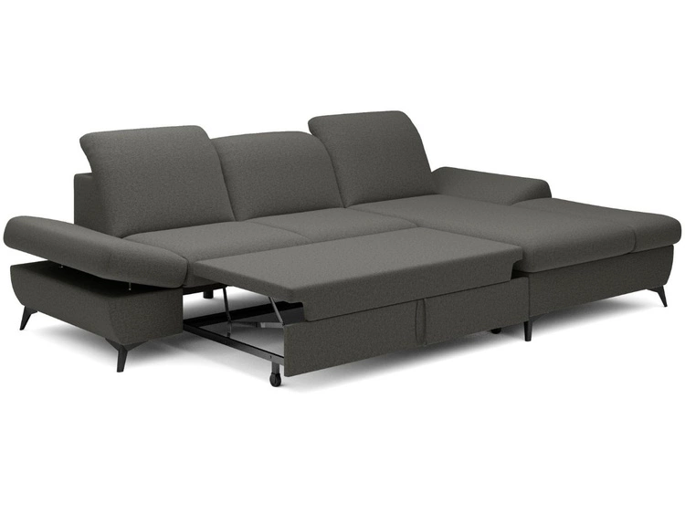 Ecksofa L-Form Rechts mit Schlaffunktion und Bettkasten Hannover Dunkelgrau