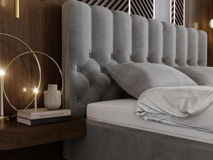 Polsterbett mit Bettkasten und Lattenrost 120x200 Roma Grau