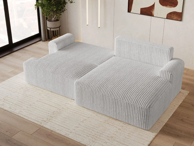 Ecksofa L-Form mit Schlaffunktion und Bettkasten Serene Rechts Grau