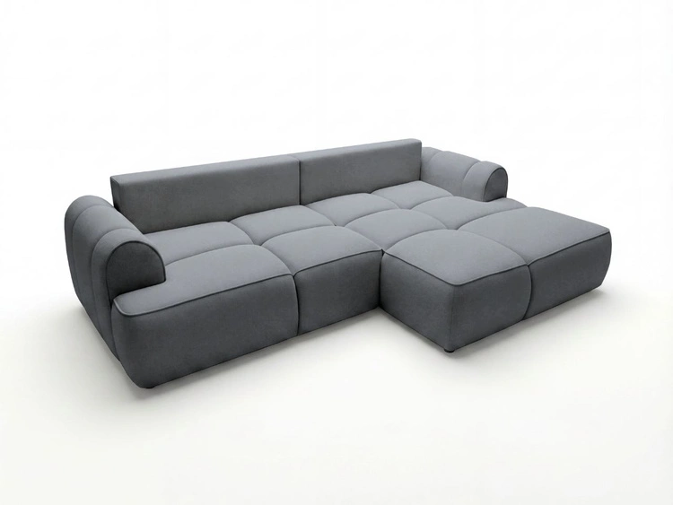 Ecksofa L-Form Rechts mit Schlaffunktion und Bettkasten Bonno Dunkelgrau