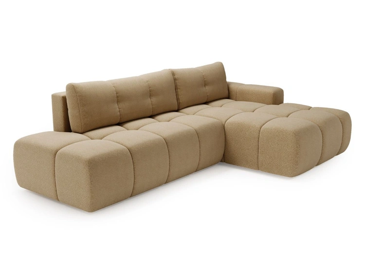 Ecksofa L-Form Rechts mit Schlaffunktion und Bettkasten Montero Hellbraun