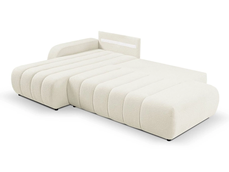 Ecksofa mit Schlaffunktion und Bettkasten Links Adoro Creme