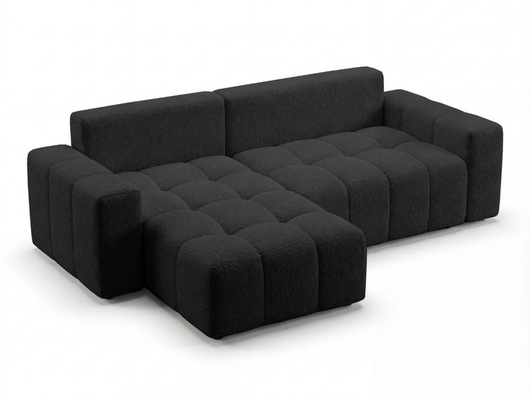 Ecksofa L-Form mit Schlaffunktion und Bettkasten Bresso Schwarz