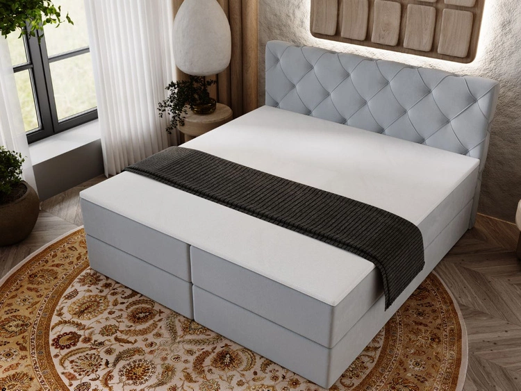Boxspringbett mit Bettkasten 140x200 Napoli Grau