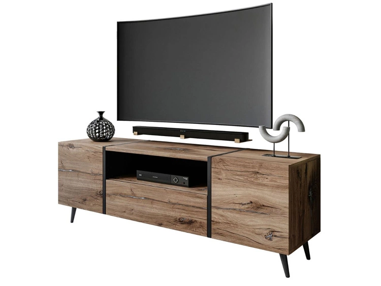 TV-Schrank im Loft-Stil mit Schränken und Schublade Lunelie Eiche Flagstaff