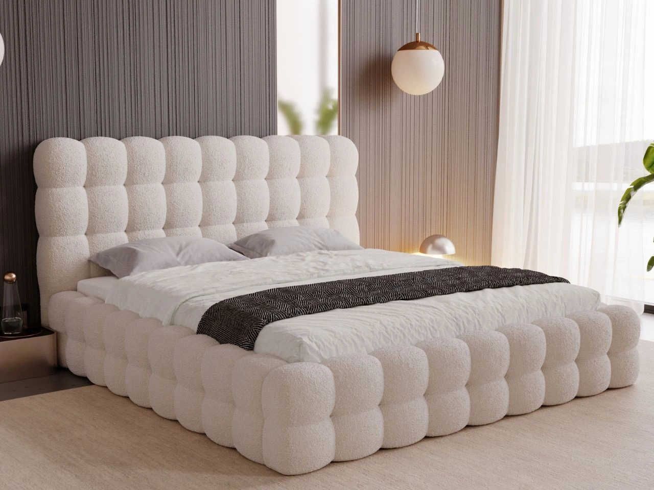 Polsterbett mit Bettkasten und Lattenrost 160x200 Twist Beige