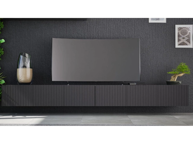 Set mit zwei TV-Lowboard mit Türen 150 cm Kioto Schwarz matt