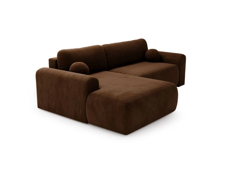 Ecksofa L-Form mit Schlaffunktion und Bettkasten Savana Links Braun