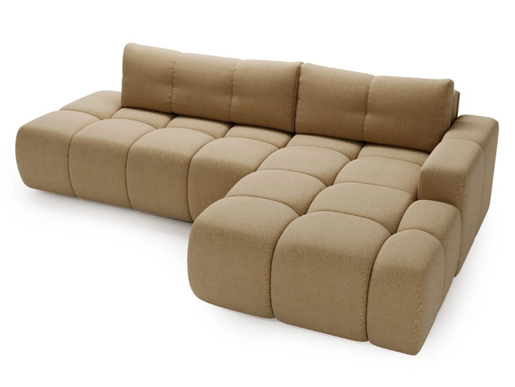 Ecksofa L-Form Rechts mit Schlaffunktion und Bettkasten Montero Hellbraun