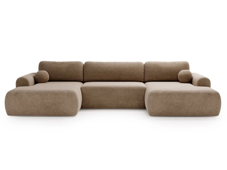 Wohnlandschaft mit Schlaffunktion und Bettkasten Savana Dunkelbeige