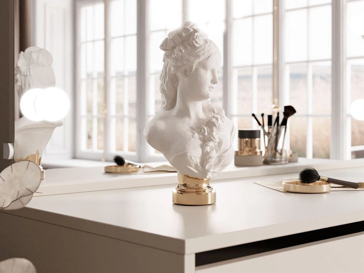 Schminktisch mit Spiegel, Schubladen und LED Melo Elite Kaschmir Matt